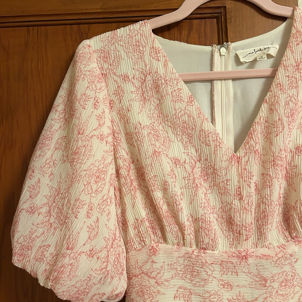 Elegant Pink Ruffle Midi Dress - Picture 6 of 9